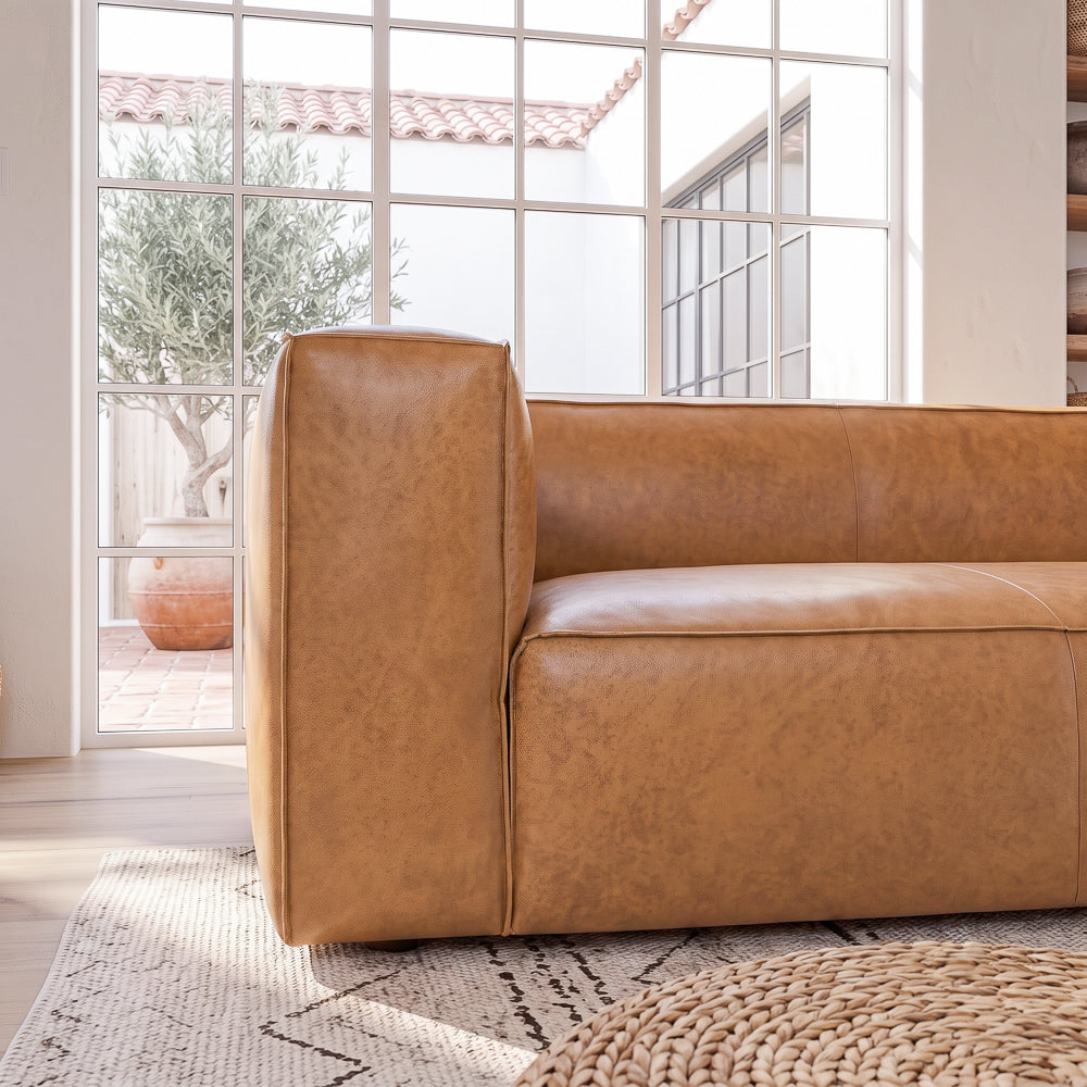 Emerson Genuine Leather Rectangular Sofa | Top-Grain Leather & Solid Wood Frame | MidinMod
