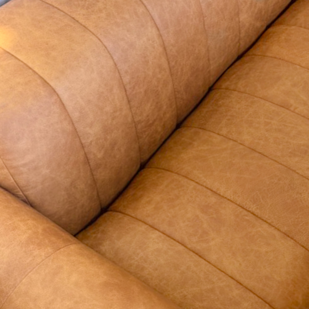 Eve Retro Modern Tan Top-Grain Leather Sofa | MidinMod