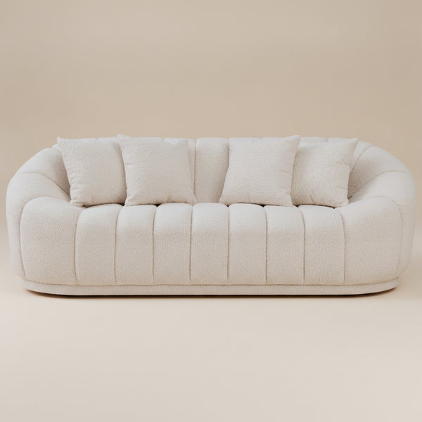 Forrester Sofa Modern Japandi Style Tight Back White Boucle - MidinMod
