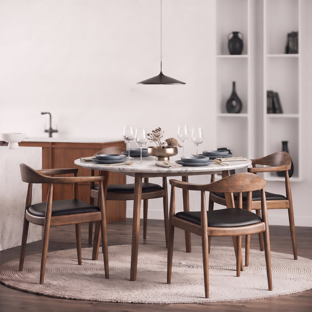 Freya Scandinavian-Style Black Vegan Leather Dining Chair | MidinMod