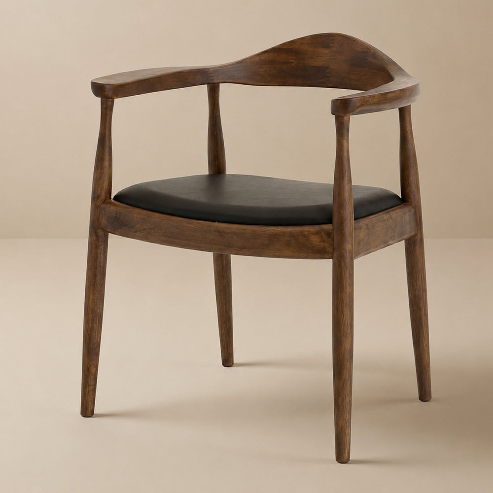 Freya Scandinavian-Style Black Vegan Leather Dining Chair | MidinMod
