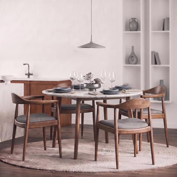 Freya Scandinavian-Style Grey Fabric Upholstered Dining Chair | MidinMod