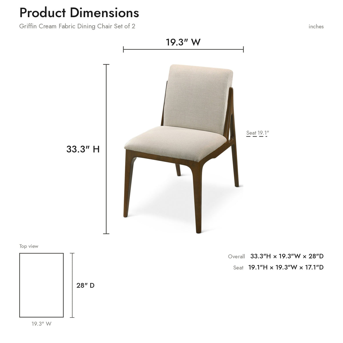 Griffin Cream Fabric Upholstered Dining Chair | MidinMod