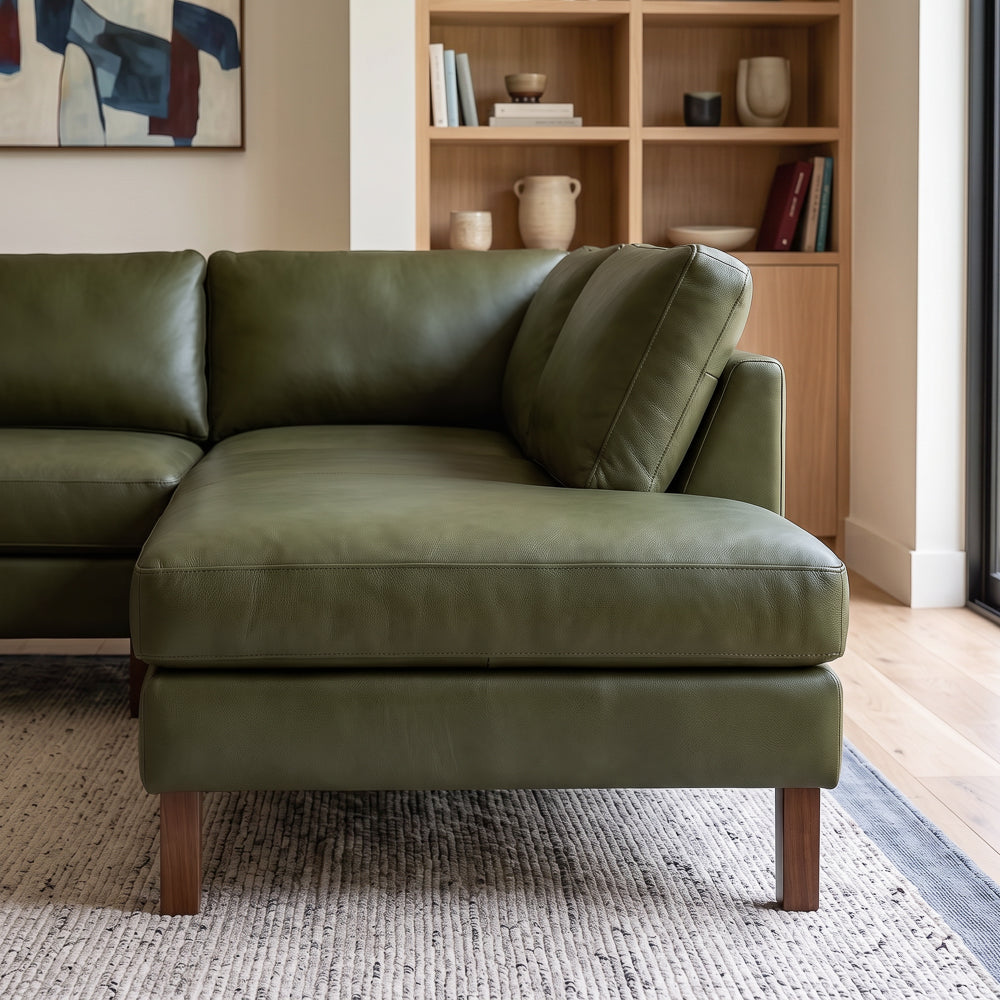 Hawthorne Top Grain Leather Right Sectional Sofa  Chaise | MidinMod