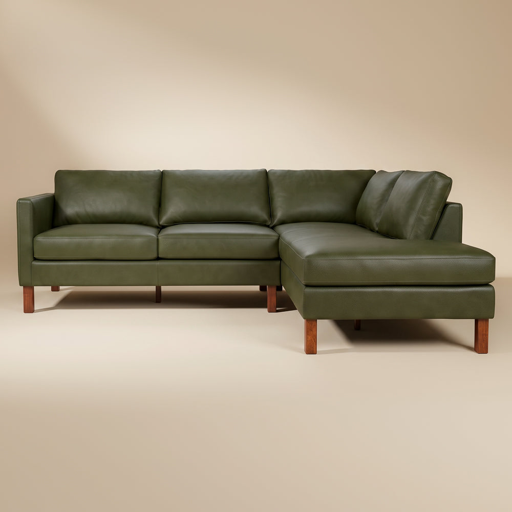 Hawthorne Top Grain Leather Right Sectional Sofa  Chaise | MidinMod