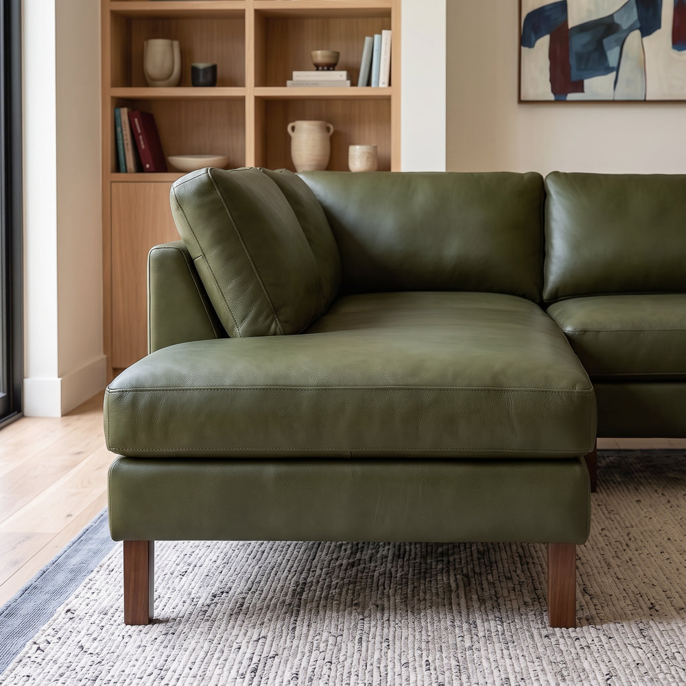 Hawthorne Top Grain Leather Sectional Sofa & Chaise | MidinMod