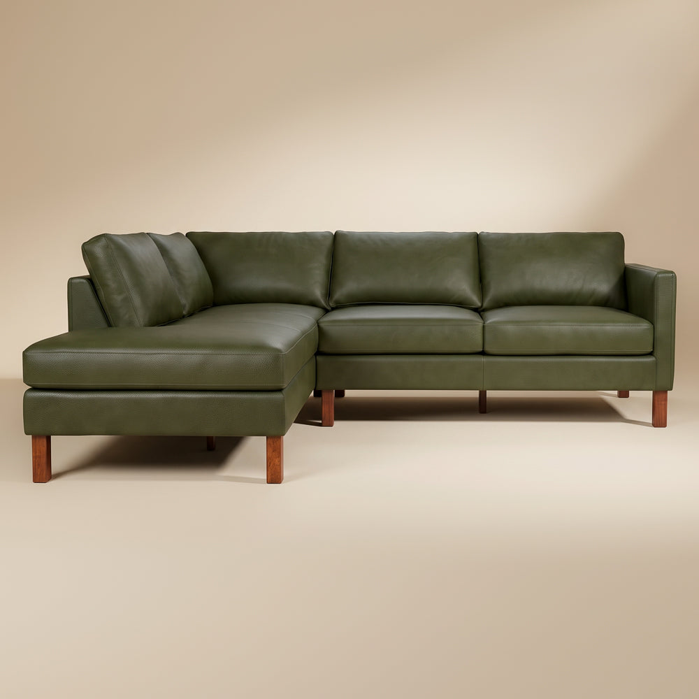 Hawthorne Top Grain Leather Sectional Sofa & Chaise | MidinMod