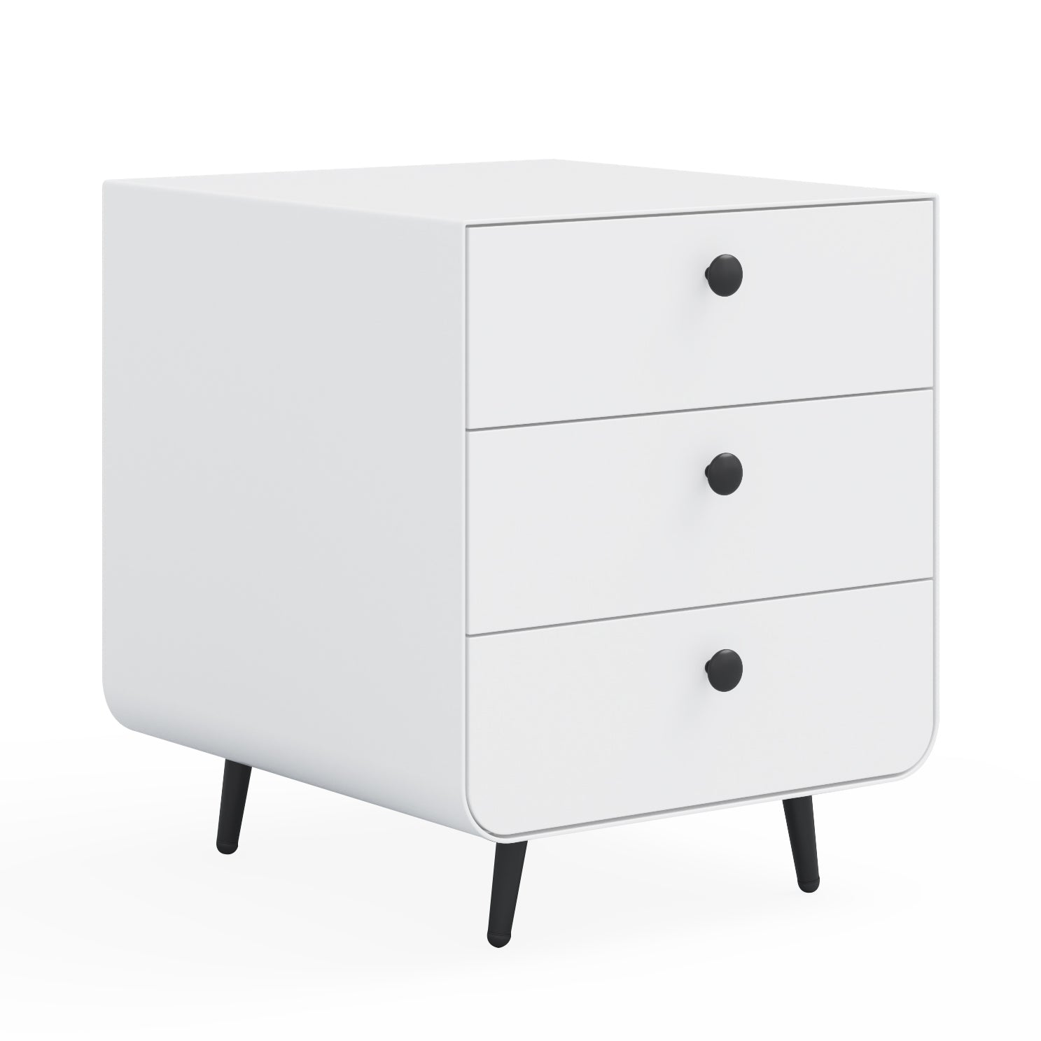 Hon Modern 3-Drawer White Steel Bedside Cabinet - MidinMod