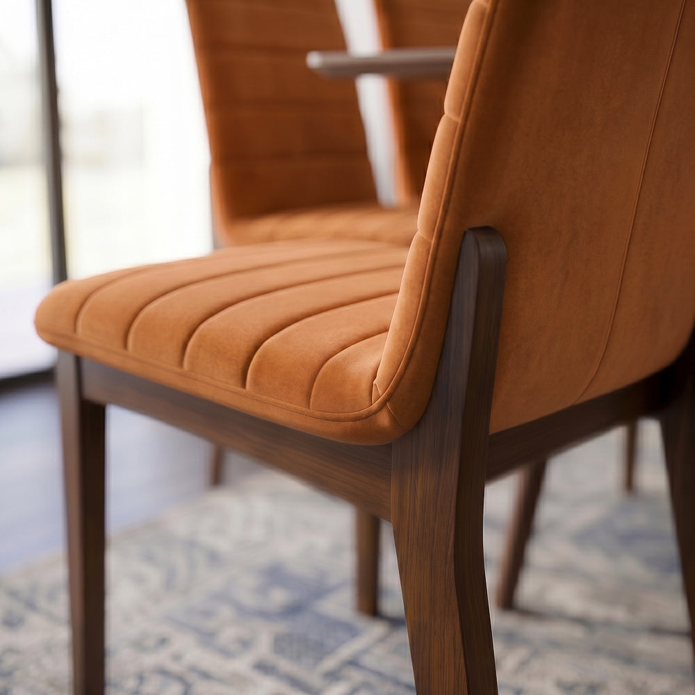 Isley Burnt Orange Velvet Dining Chair Set | Mid-Century Modern Dining Chairs | MidinMod
