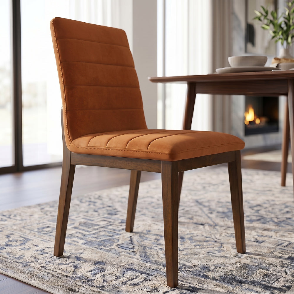 Isley Burnt Orange Velvet Dining Chair Set | Mid-Century Modern Dining Chairs | MidinMod