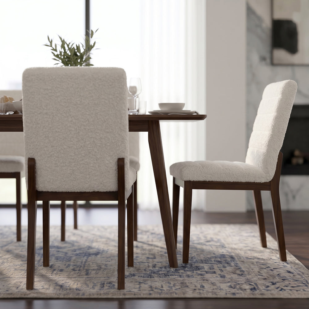 Isley White Boucle Dining Chair Set | Mid-Century Modern Dining Chairs | MidinMod
