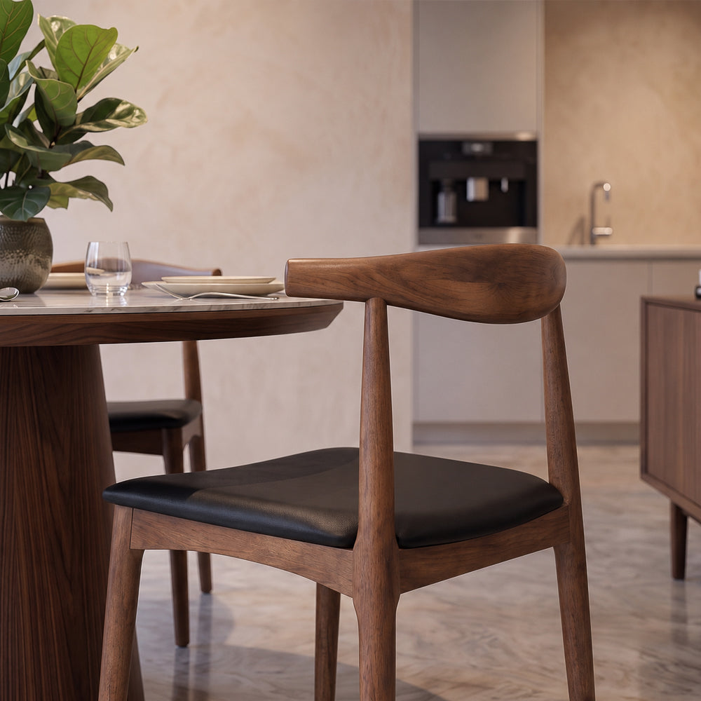 Juliet Black Vegan Leather Dining Chair Set | Danish-Inspired Mid-Century Design | MidinMod