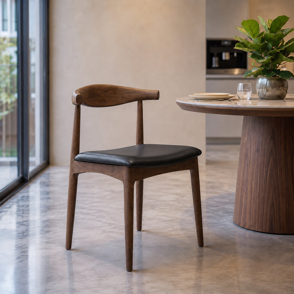 Juliet Black Vegan Leather Dining Chair Set | Danish-Inspired Mid-Century Design | MidinMod