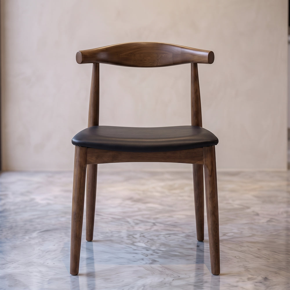 Juliet Black Vegan Leather Dining Chair Set | Danish-Inspired Mid-Century Design | MidinMod