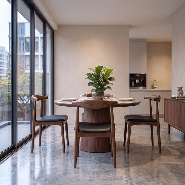 Juliet Black Vegan Leather Dining Chair Set | Danish-Inspired Mid-Century Design | MidinMod