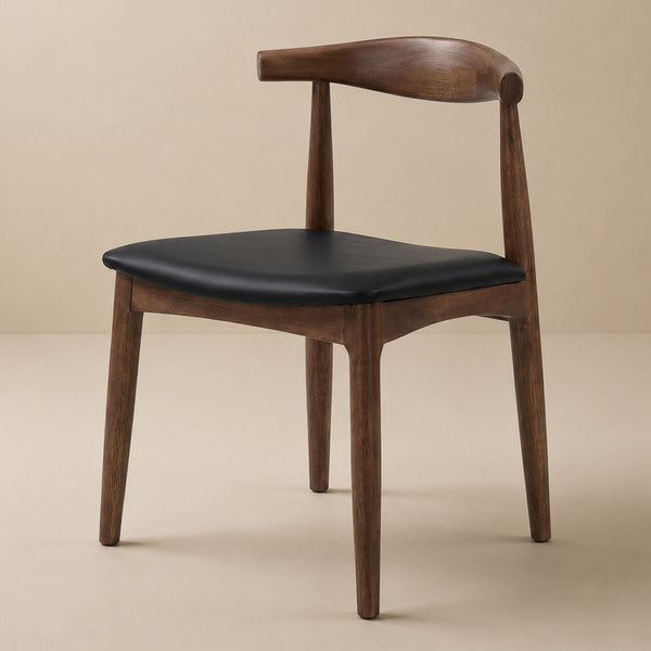 Juliet Black Vegan Leather Dining Chair Set | Danish-Inspired Mid-Century Design | MidinMod