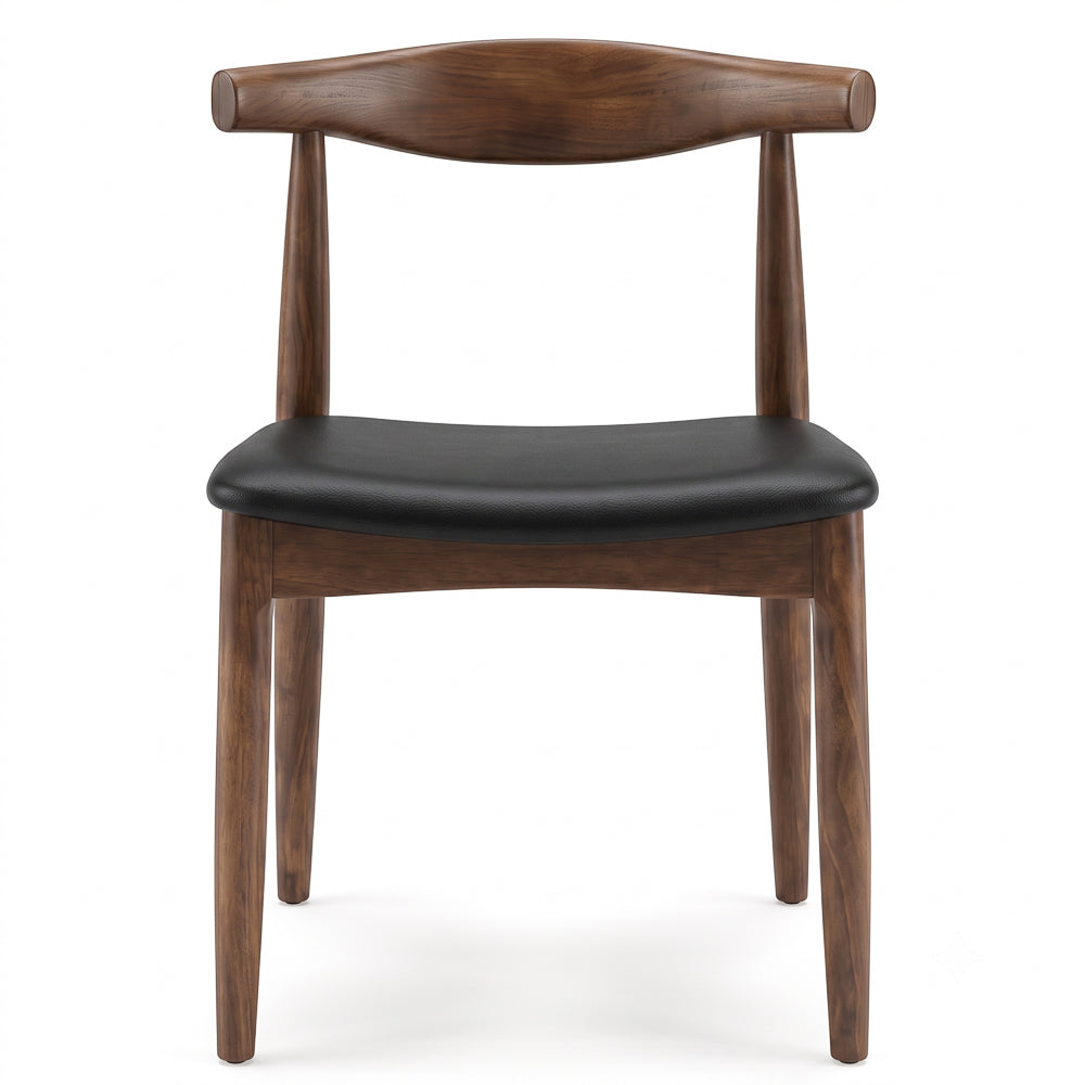 Juliet Black Vegan Leather Dining Chair Set | Danish-Inspired Mid-Century Design | MidinMod
