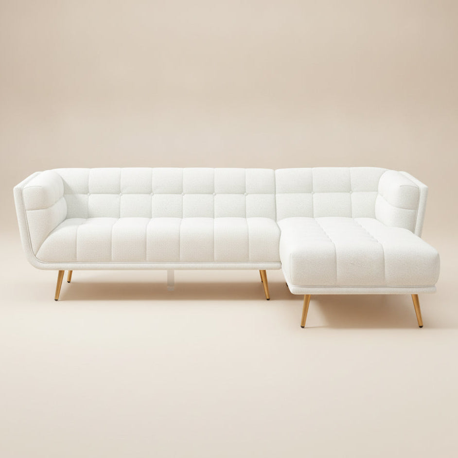 Kano L Shape Sectional Cream Boucle Sofa Right Facing Chaise - MidinMod