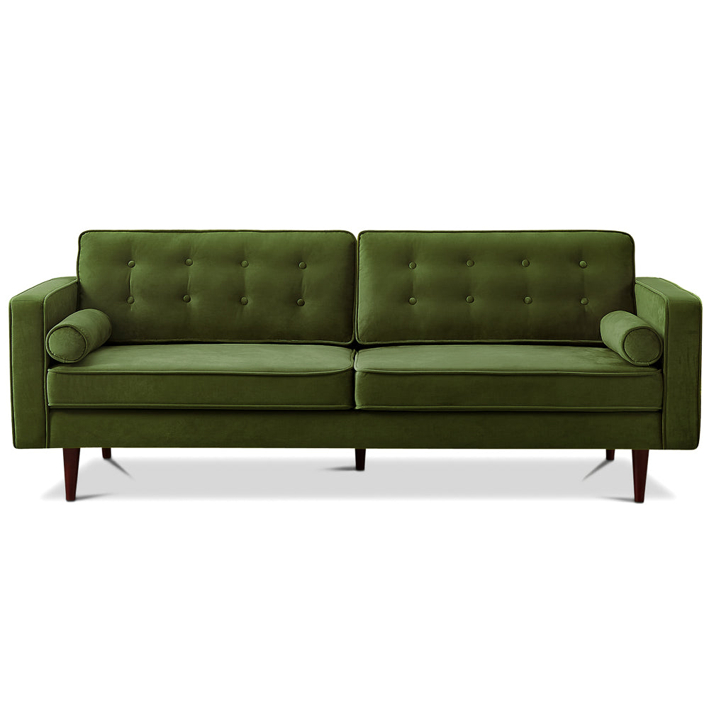 Kirby Mid-Century Modern Olive Green Velvet Square Arm Sofa | MidinMod