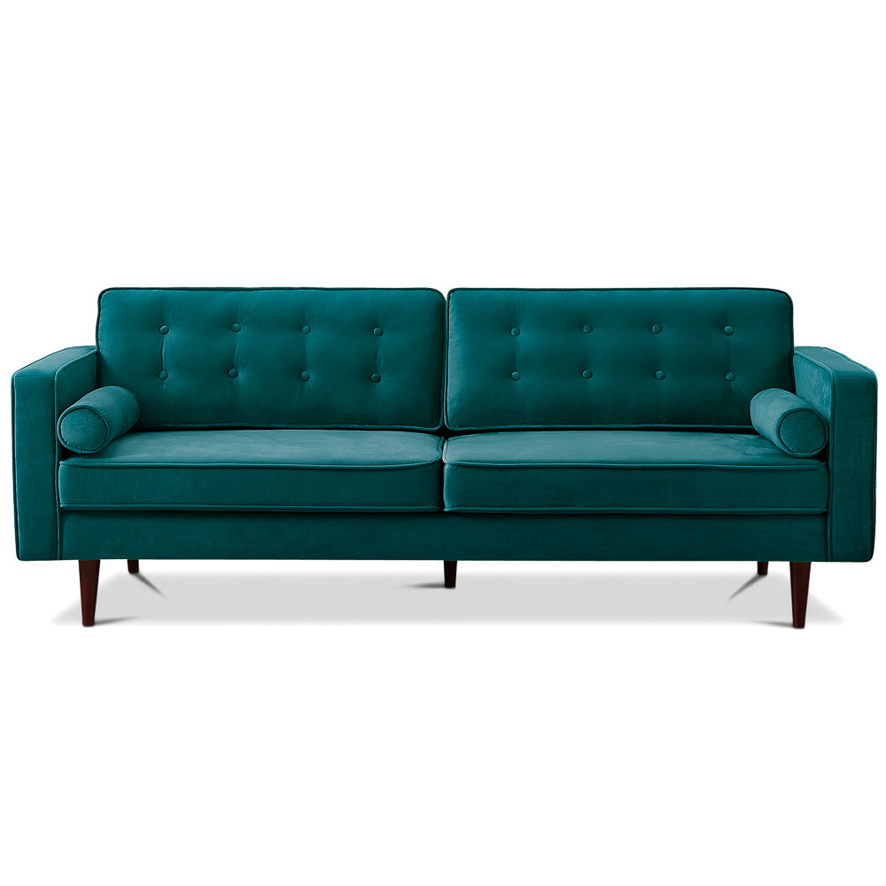 Kirby Teal Velvet Sofa | Contemporary Mid-Century Modern 3-Seater Sofa | MidinMod