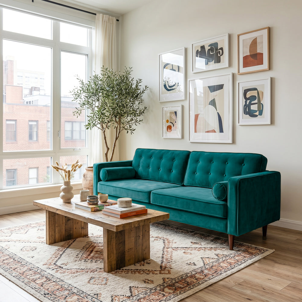 Kirby Sofa - Teal Velvet | MidinMod