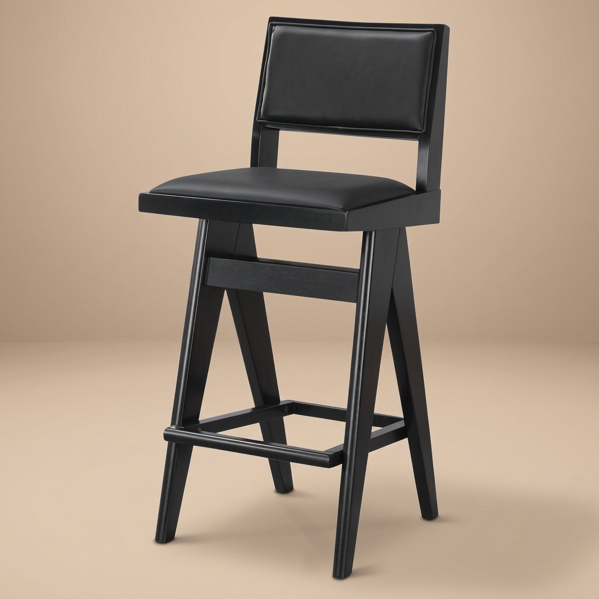 Kora Black Leather Bar Stool Set | MidinMod