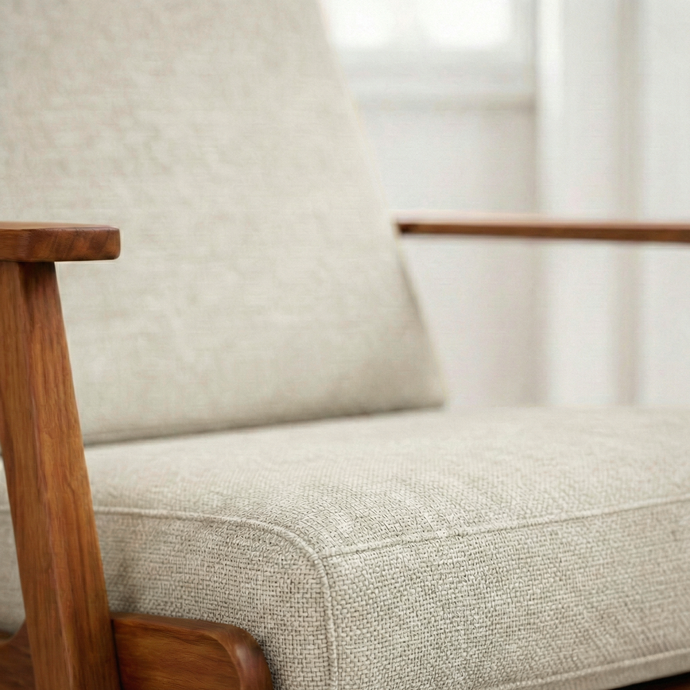 Kyle Modern Cream Fabric Upholstered Lounge Chair | MidinMod