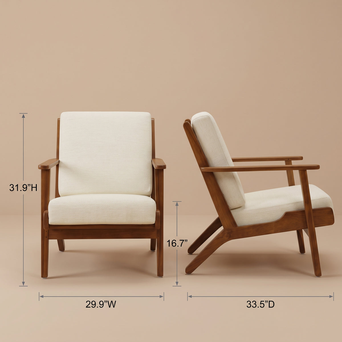 Kyle Modern Cream Fabric Upholstered Lounge Chair | MidinMod