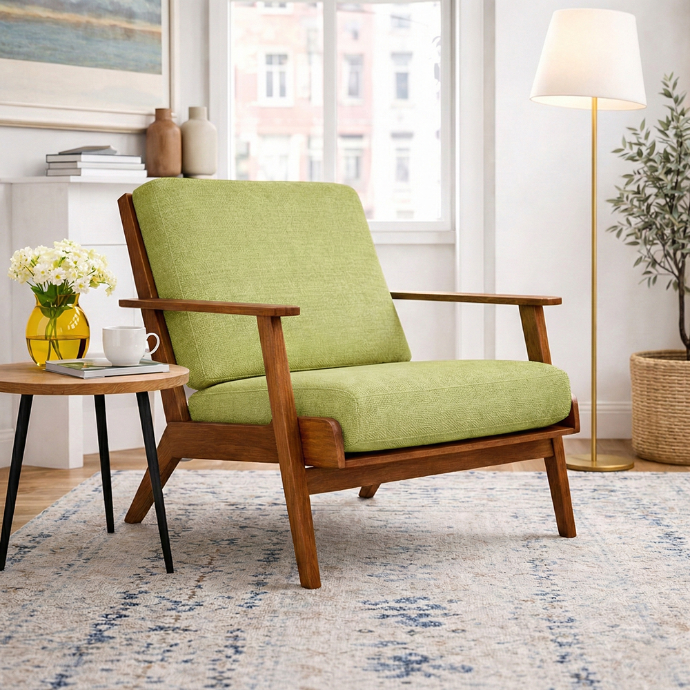 Kyle Modern Pistachio Green Fabric Lounge Chair | MidinMod