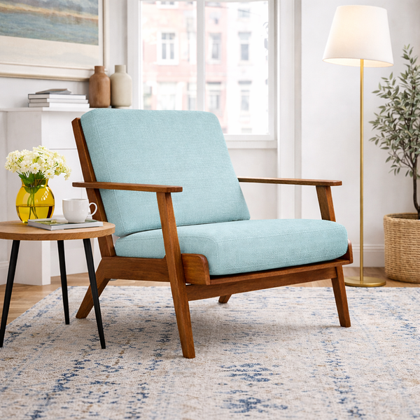 Kyle Modern Sky Blue Fabric Upholstered Lounge Chair | MidinMod