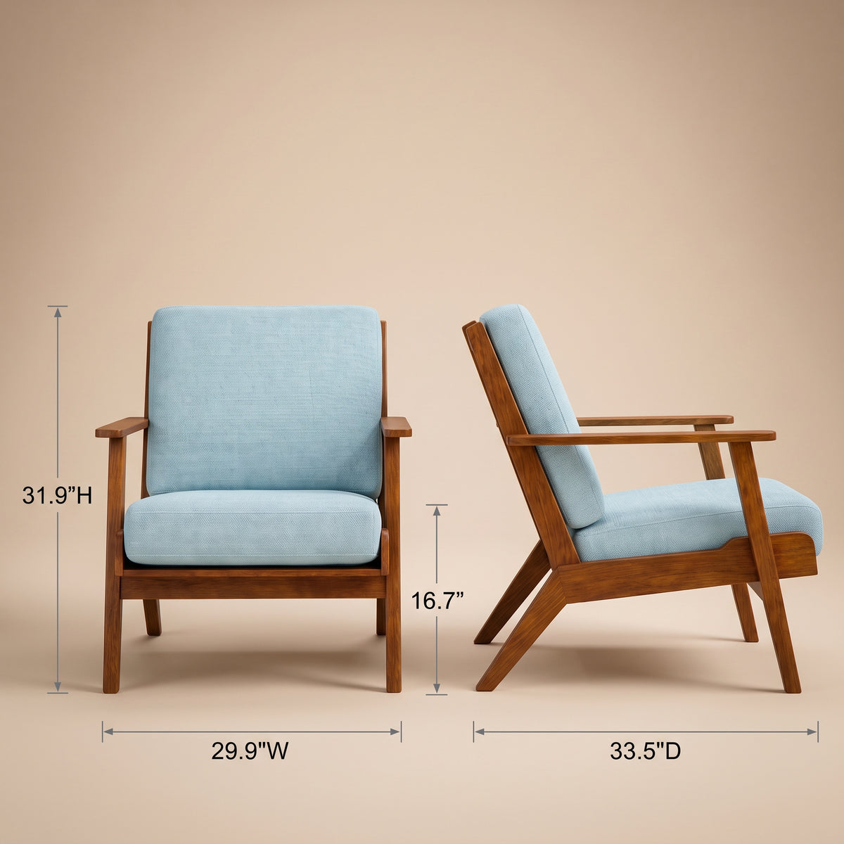 Kyle Modern Sky Blue Fabric Upholstered Lounge Chair | MidinMod