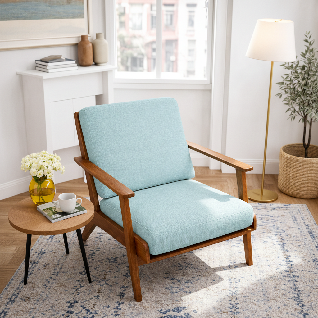 Kyle Modern Sky Blue Fabric Upholstered Lounge Chair | MidinMod