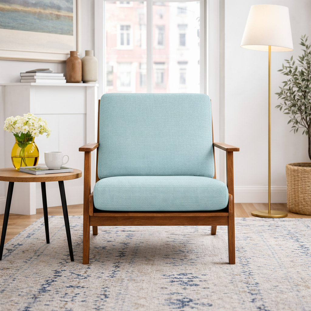 Kyle Modern Sky Blue Fabric Upholstered Lounge Chair | MidinMod