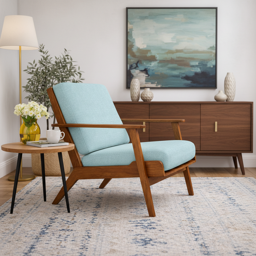 Kyle Modern Sky Blue Fabric Upholstered Lounge Chair | MidinMod