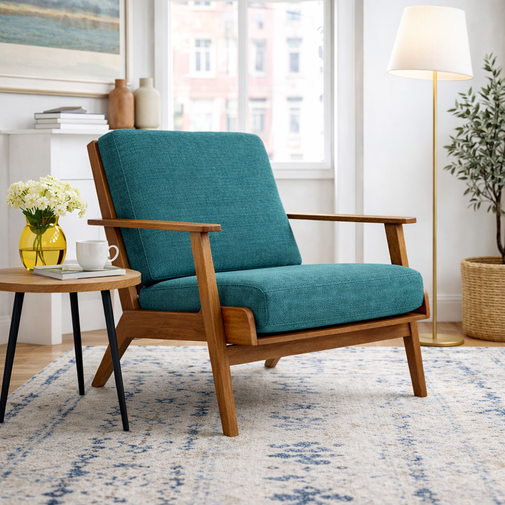 Kyle Modern Teal Fabric Upholstered Lounge Chair | MidinMod