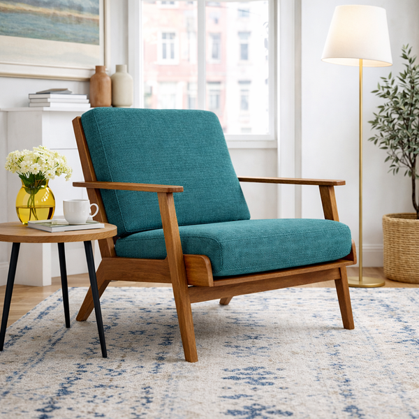 Kyle Modern Teal Fabric Upholstered Lounge Chair | MidinMod