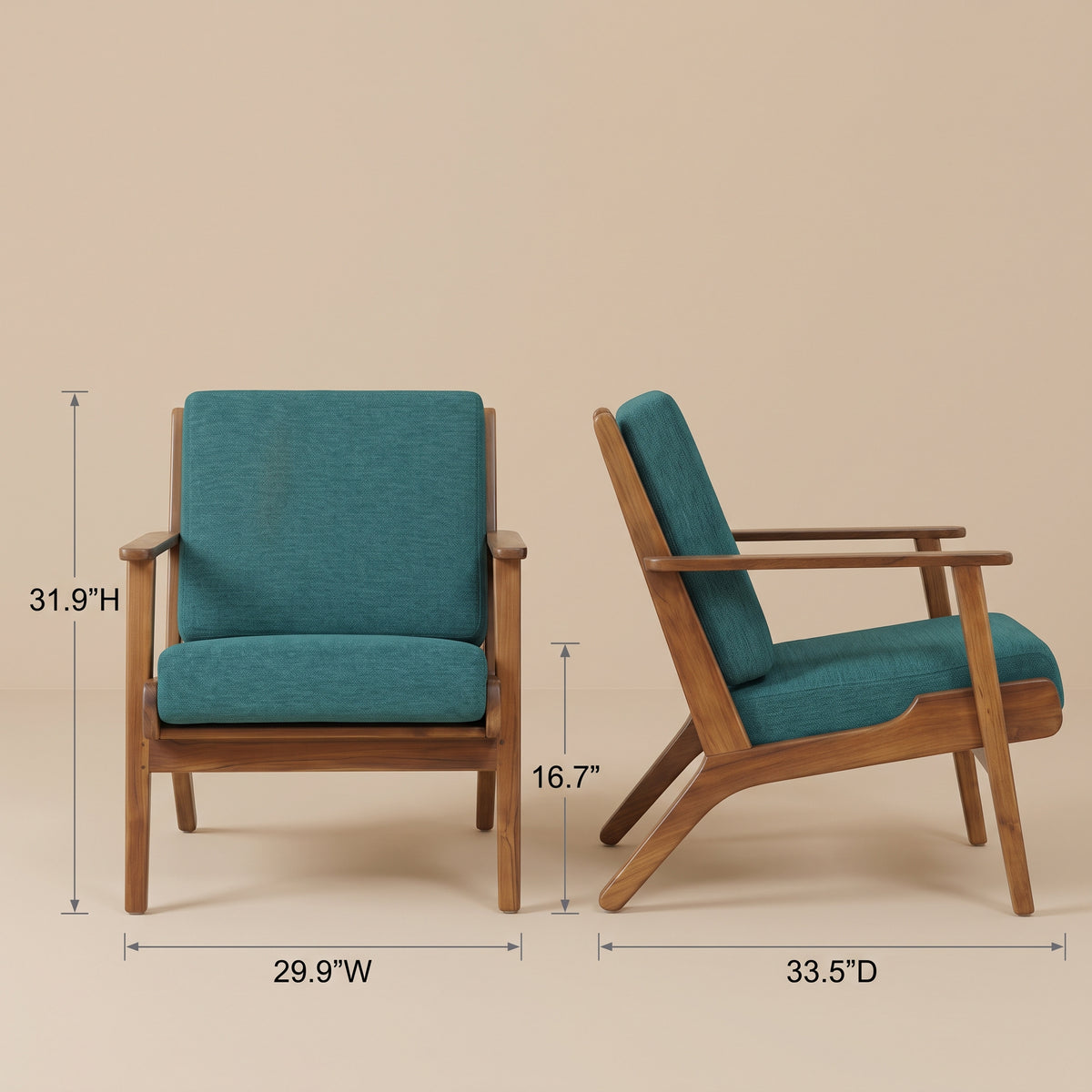 Kyle Modern Teal Fabric Upholstered Lounge Chair | MidinMod