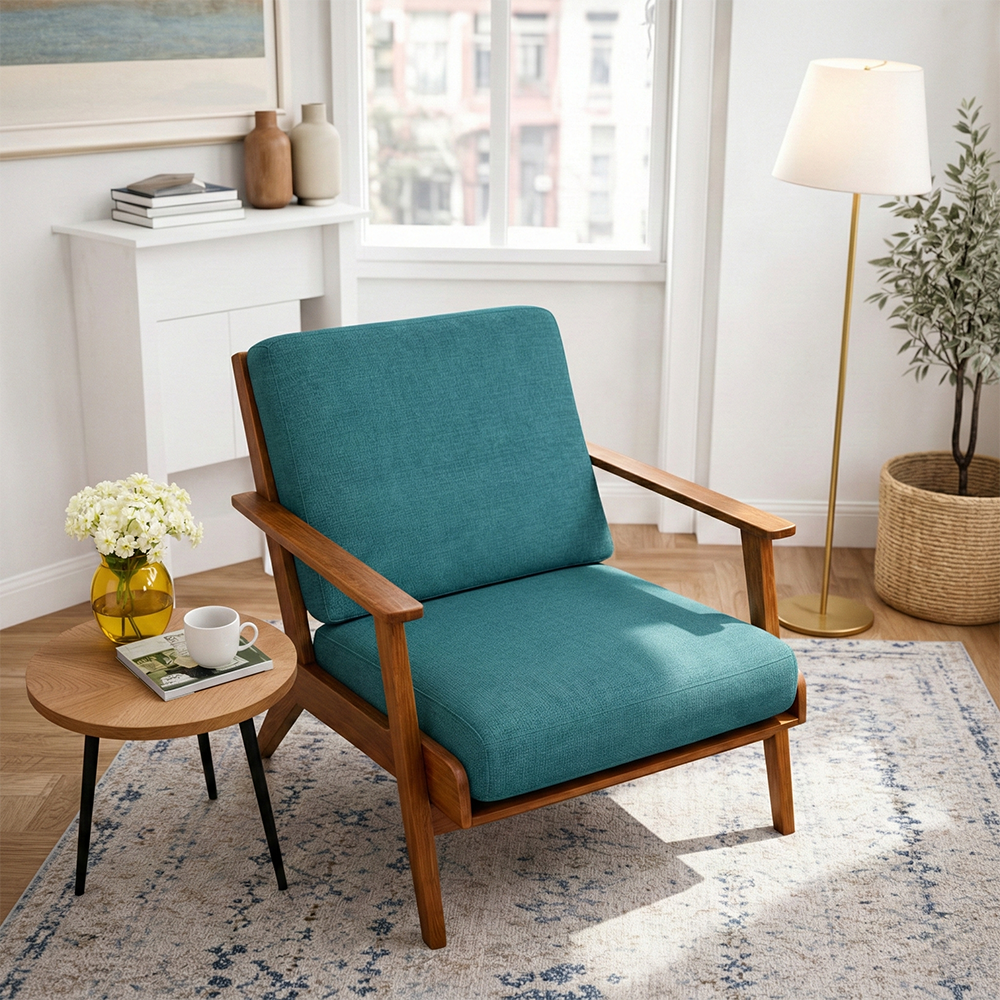 Kyle Modern Teal Fabric Upholstered Lounge Chair | MidinMod