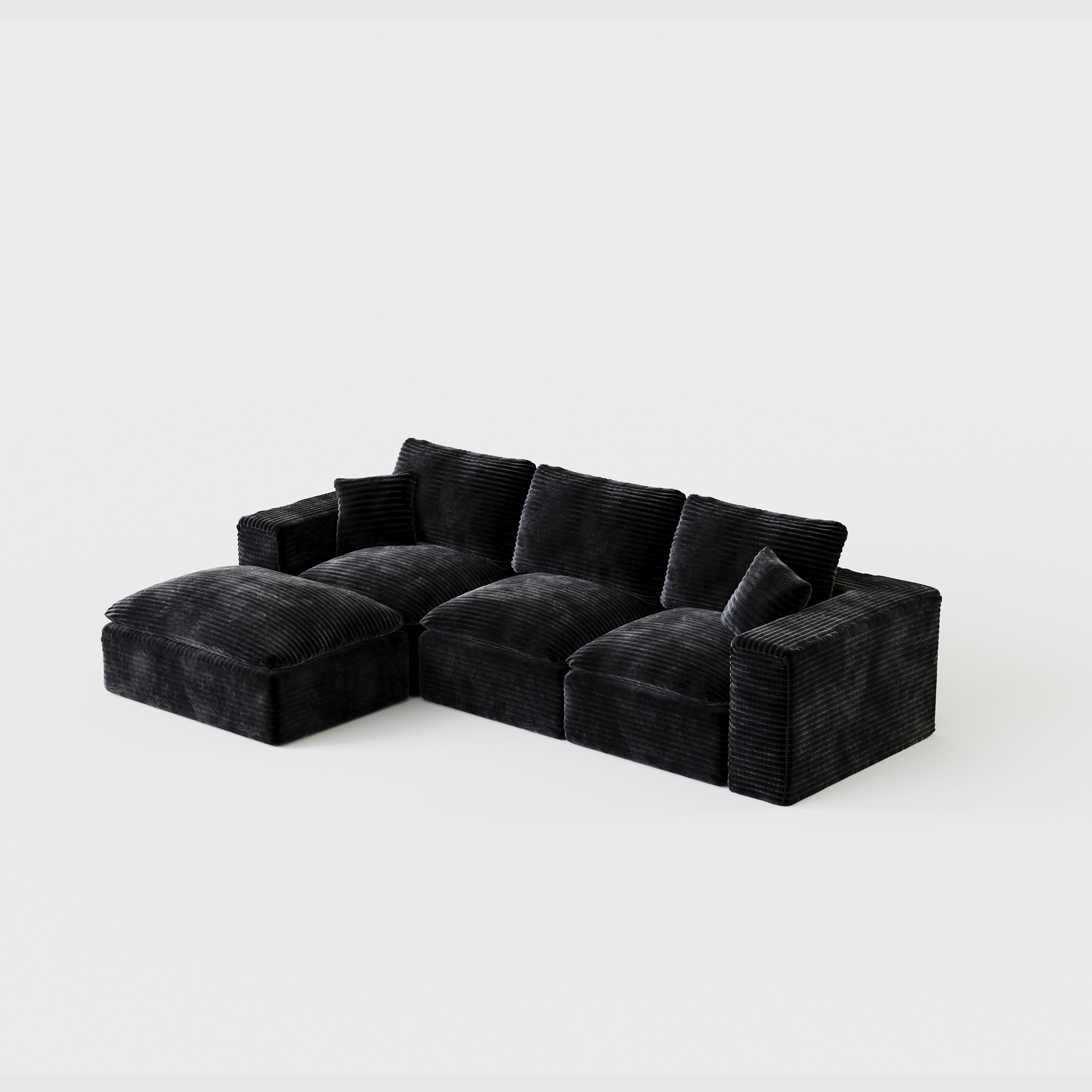 Legand Modern Black Modular 3-Seat Sofa with Cloud-Like Comfort - MidinMod