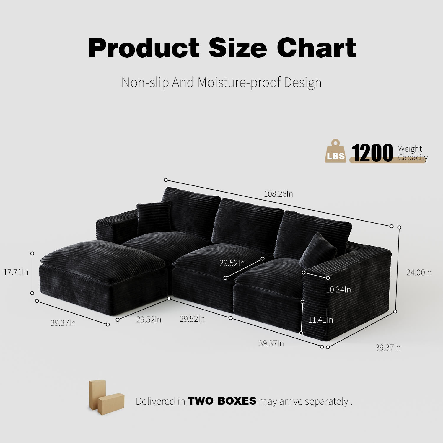Legand Modern Black Modular 3-Seat Sofa with Cloud-Like Comfort - MidinMod
