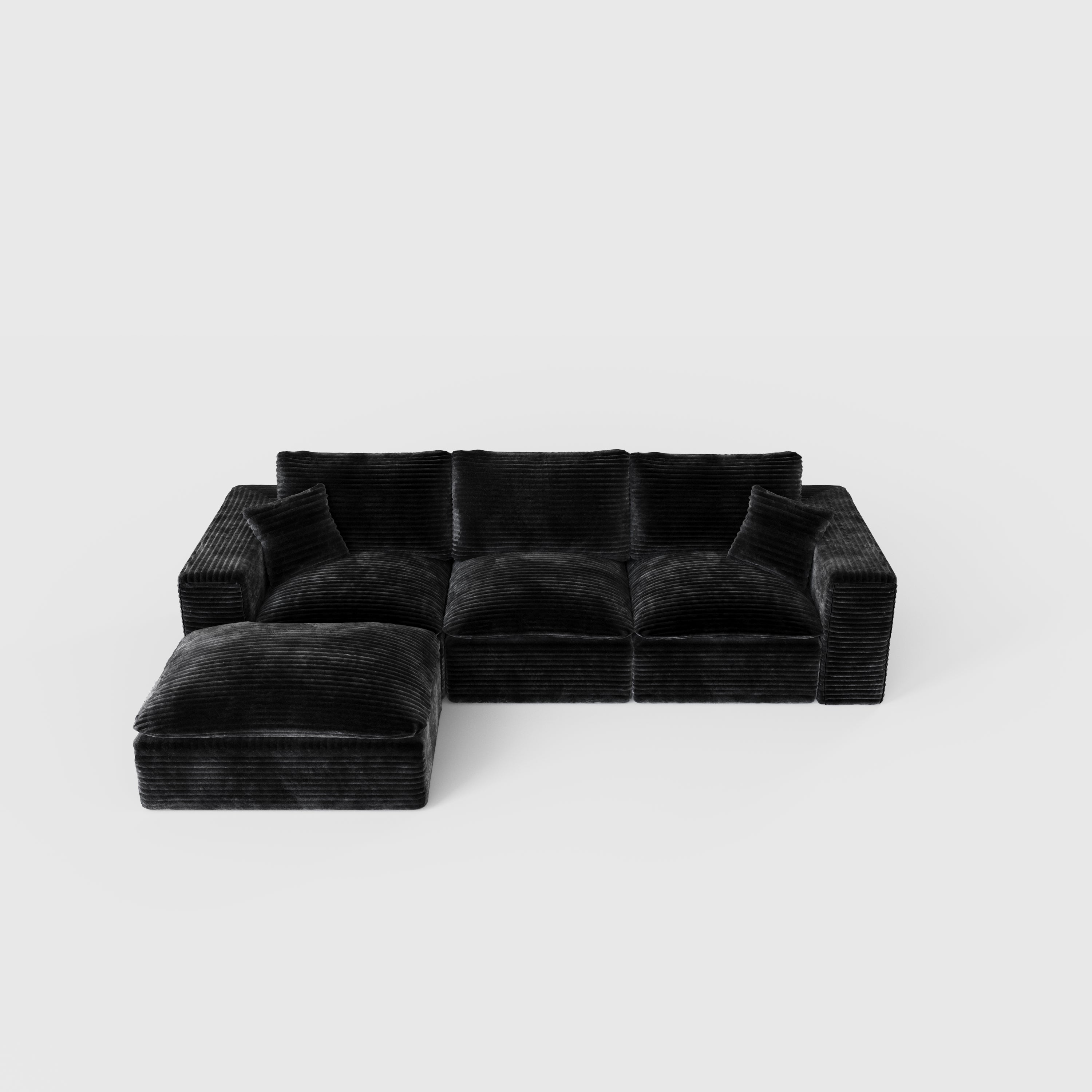 Legand Modern Black Modular 3-Seat Sofa with Cloud-Like Comfort - MidinMod