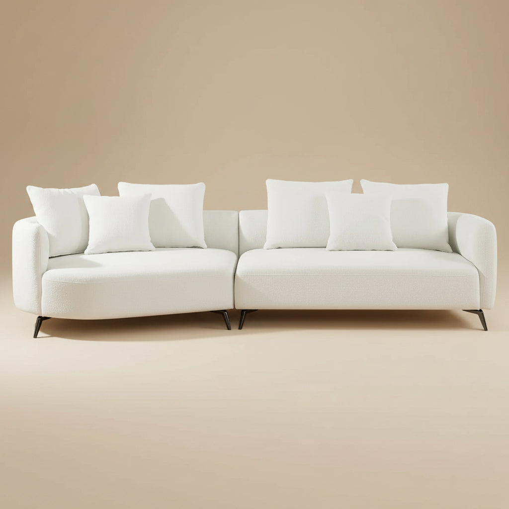 Lusia Ivory Boucle Left-Facing Sectional Sofa