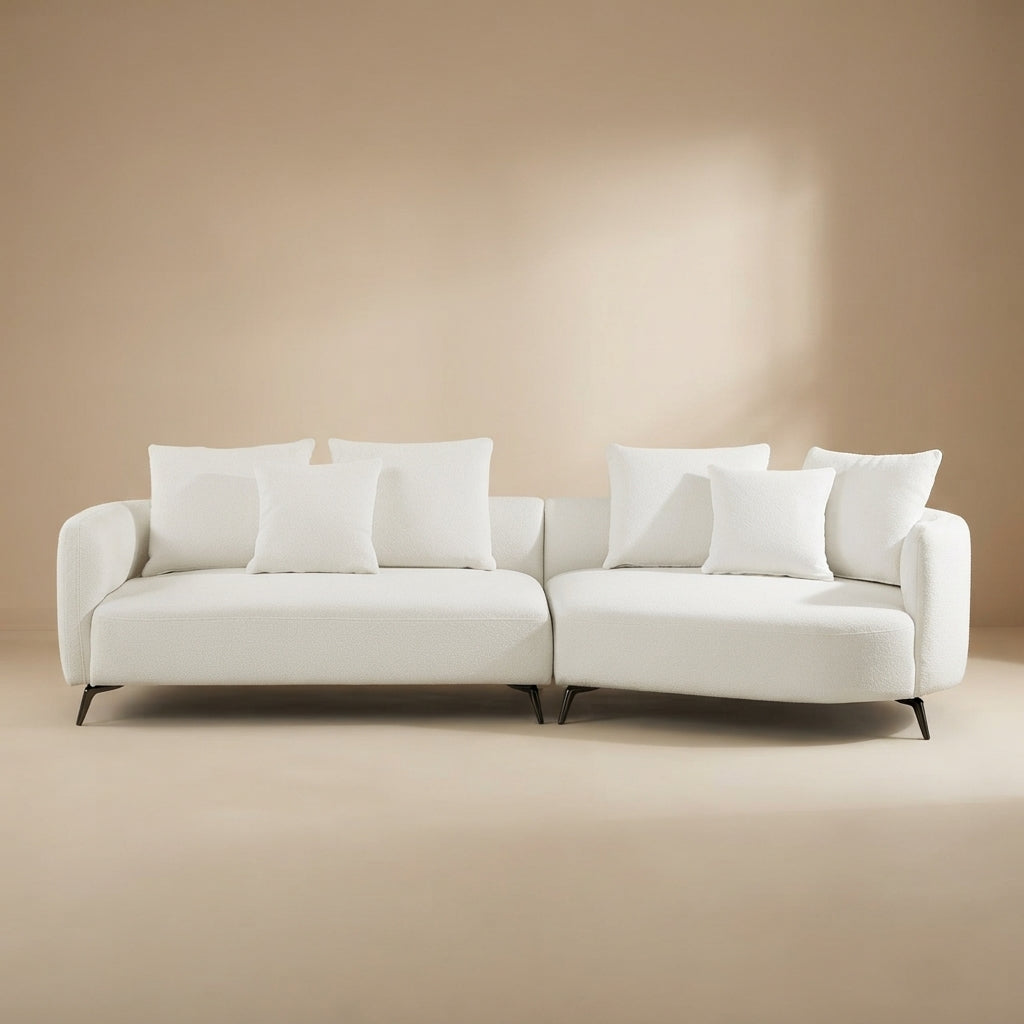 Lusia Ivory Boucle Right-Facing Sectional Sofa