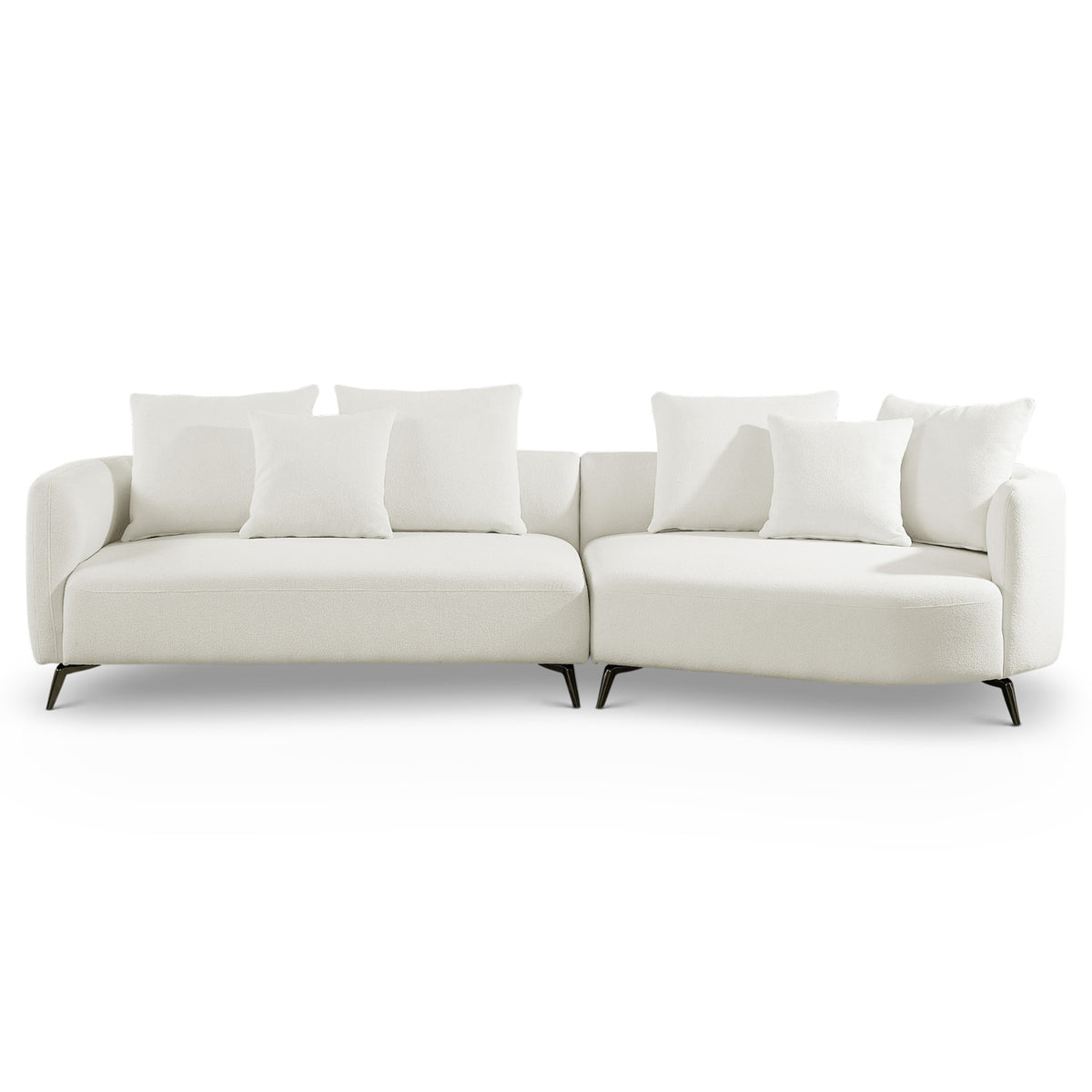 Lusia Ivory Boucle Sectional Sofa Right - MidinMod