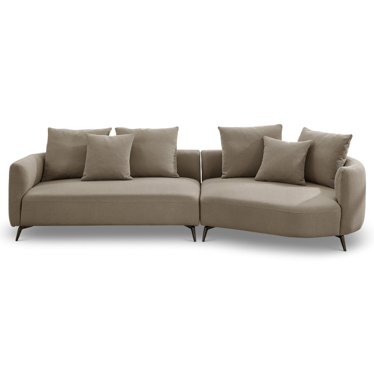 Lusia Boucle Sectional Sofa Mocha Right - MidinMod