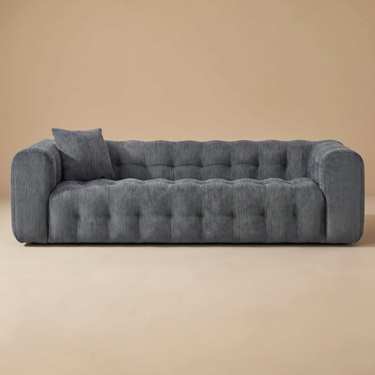 Marceille Japandi Modern Tufted Dark Gray Boucle 3-Seater Sofa | MidinMod