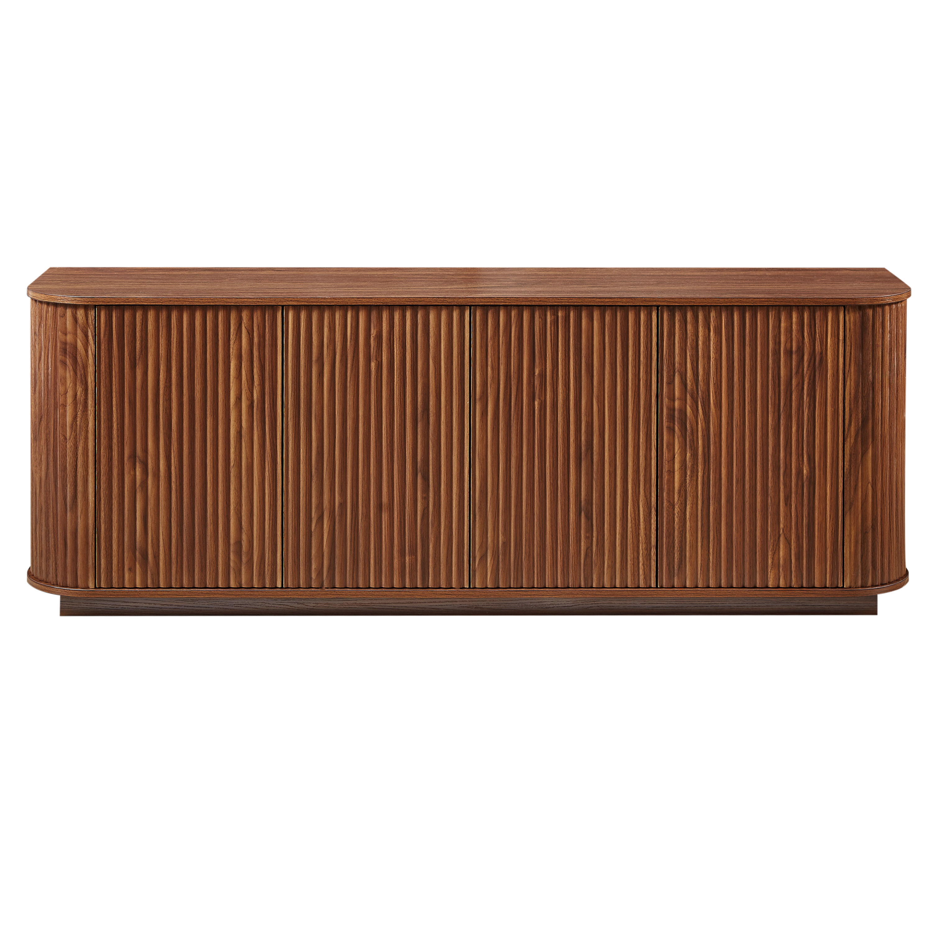 Martin Walnut MDF Contemporary Sideboard Cabinet with Wave Pattern Design - MidinMod