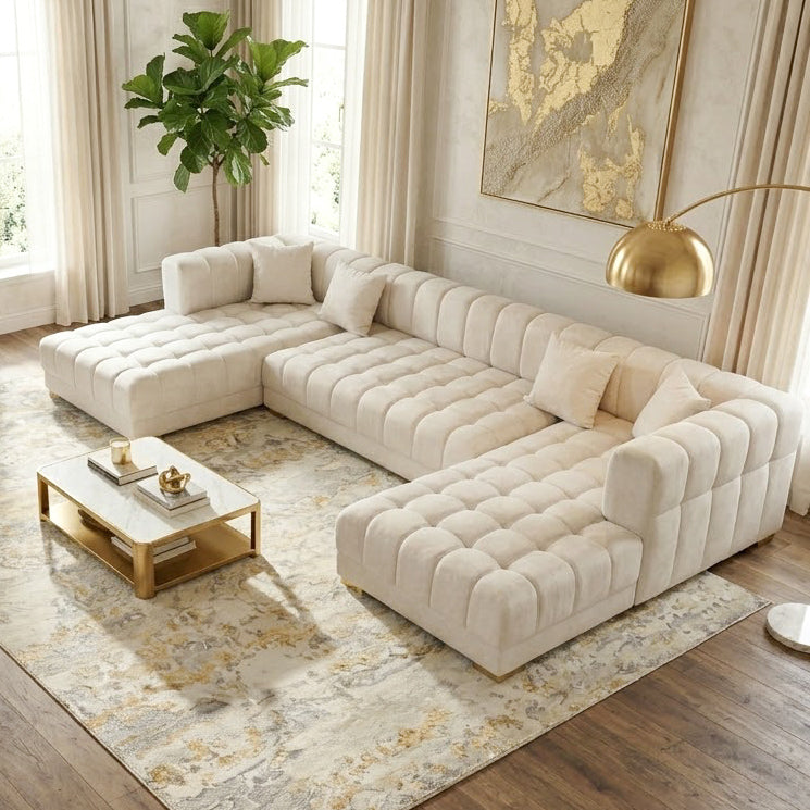 Mayford Modern U-Shaped Velvet Sectional Sofa | MidinMod