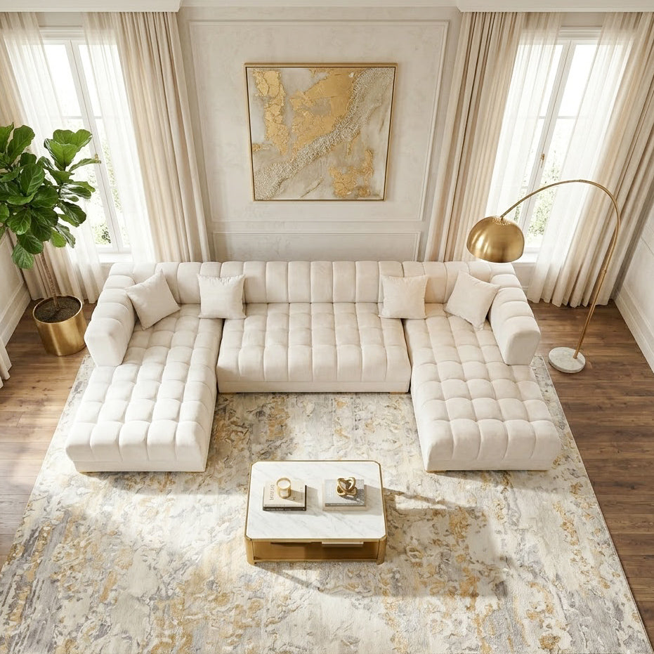 Mayford Modern U-Shaped Velvet Sectional Sofa | MidinMod
