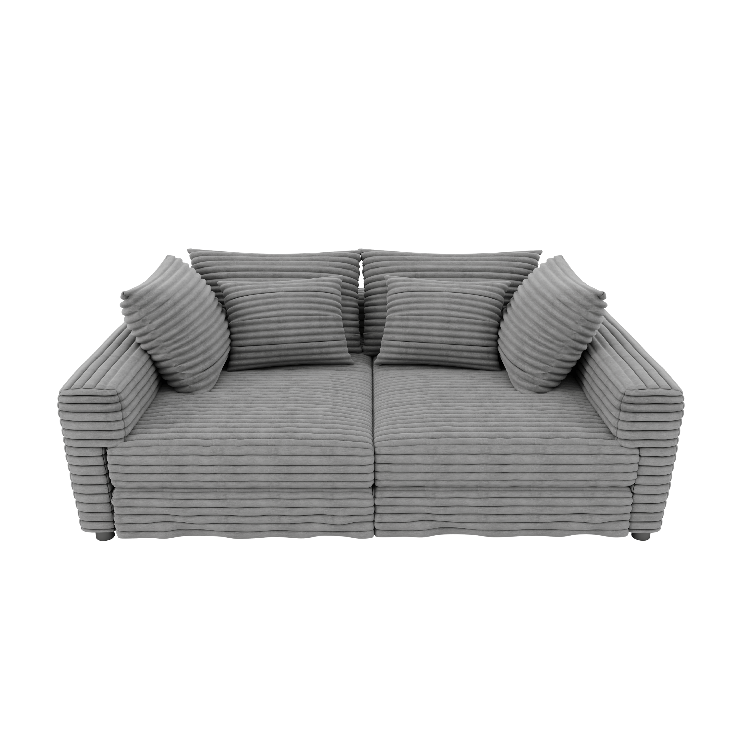 Mimosa Grey Corduroy 4-Seater Cloud Sofa with Deep Cushions and Solid Wood Framev - MidinMod